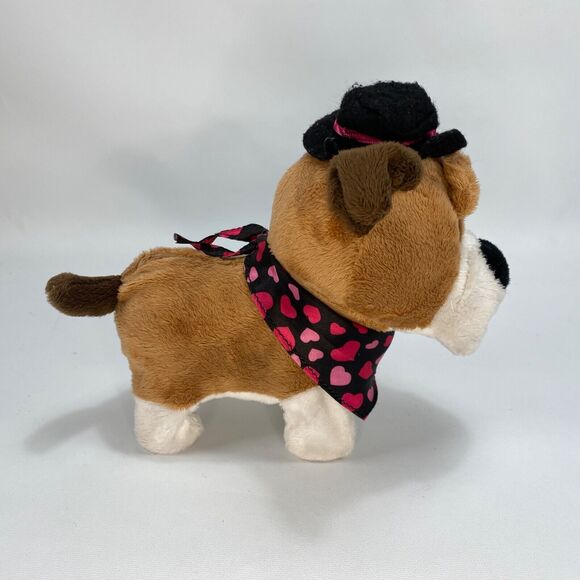 Animated Walking Singing Dog Heart Scarf Hat Battery Operated 8" Plush Toy - Picture 4 of 11